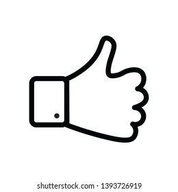 Like icon. Hand like. Thumb up. Outline love symbol. Social media sign. line thickness can be adjusted.