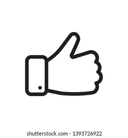 Like icon. Hand like. Thumb up. Outline love symbol. Social media sign. line thickness can be adjusted.