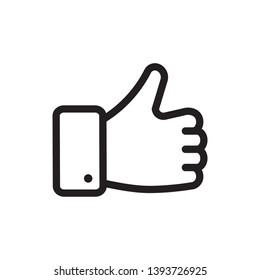 Like icon. Hand like. Thumb up. Outline love symbol. Social media sign. line thickness can be adjusted.