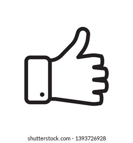Like icon. Hand like. Thumb up. Outline love symbol. Social media sign. line thickness can be adjusted.