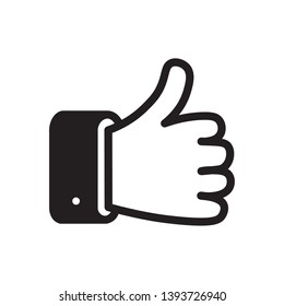 Like icon. Hand like. Thumb up. black glyph love symbol. Social media sign.
