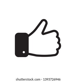 Like icon. Hand like. Thumb up. black glyph love symbol. Social media sign.