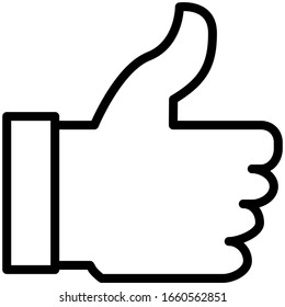 Like icon. Hand like. Thumb up. Outline love symbol. Social media sign.