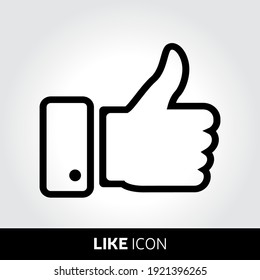 Like icon. Hand like. Thumb up. Outline love symbol. Social media sign. Seal of approval. OK sign. Like symbol. Premium quality. Achievement badge. Quality mark. Eps 10 vector illustration.