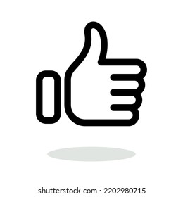 Como un icono. Me gusta la mano. Sube. Símbolo de amor de contorno. Signo de medios sociales. Sello de aprobación. Señal correcta. Ilustración del vector, EPS10.