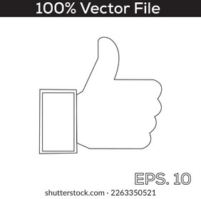Like icon. Hand like. Thumb up. Outline love symbol. Social media sign. Seal of approval. OK sign. Like symbol. Premium quality. Achievement badge. Quality mark. Thumb icon. Human hand.