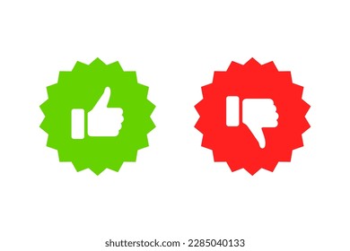 Like icon. Hand like. Thumb up. Social media sign. Dislike icon. Thumb down. Social media. Seal of approval. OK sign. Like symbol. Premium quality. Achievement badge. Quality mark. Thumb icon.