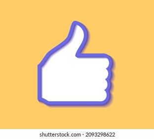 Like icon. Hand with thumbs up symbol. 3d rendering icon. Social media symbol. Ok symbol or like sign. Purple outline three dimensional social media sign. Vector illustration