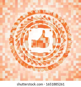 como icono dentro del emblema abstracto, fondo de mosaico anaranjado