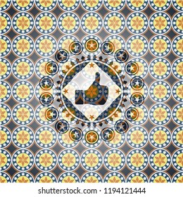 like icon inside arabesque badge. arabic decoration.