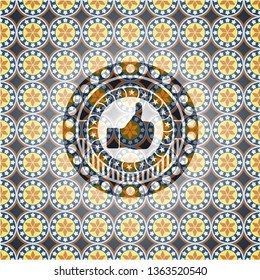 like icon inside arabesque badge. arabic decoration.