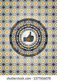 like icon inside arabesque badge. arabic decoration.