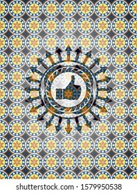 like icon inside arabesque badge. arabic decoration.