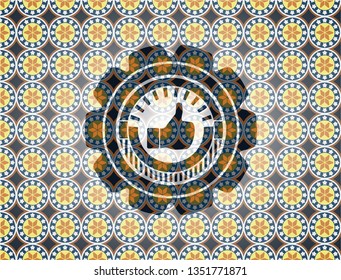 like icon inside arabesque emblem background. arabic decoration.