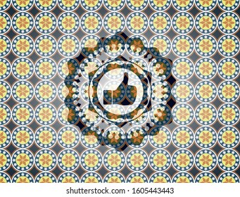 like icon inside arabesque emblem background. arabic decoration.