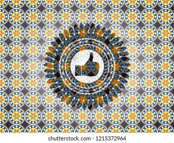 like icon inside arabesque style emblem. arabic decoration.