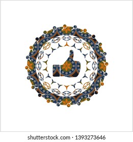like icon inside arabesque style emblem. arabic decoration.