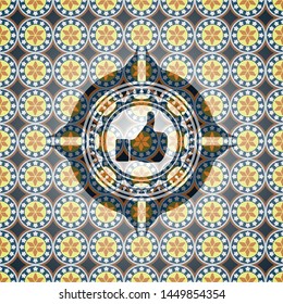 like icon inside arabesque style emblem. arabic decoration.