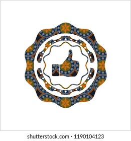 like icon inside arabic style emblem. Arabesque decoration.