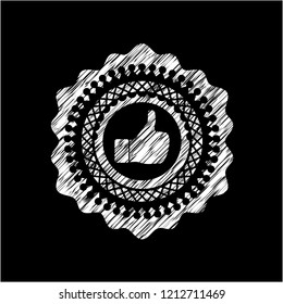 like icon inside chalkboard emblem written on a blackboard
