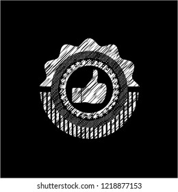 like icon inside chalkboard emblem