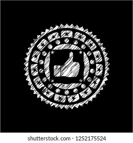 like icon inside chalkboard emblem