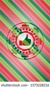 like icon inside christmas badge background.