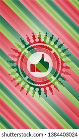 like icon inside christmas badge background.