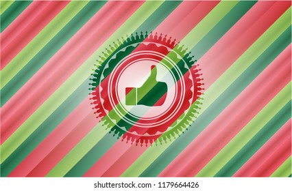 like icon inside christmas colors badge.