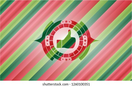 like icon inside christmas colors style emblem.