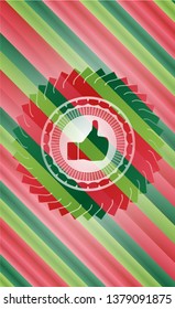 like icon inside christmas colors style emblem.