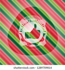 like icon inside christmas emblem background.