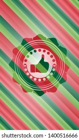 like icon inside christmas emblem background.