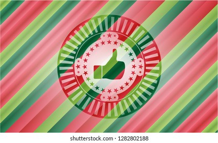 like icon inside christmas style emblem.