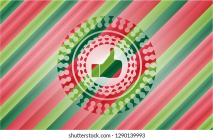 like icon inside christmas style emblem.