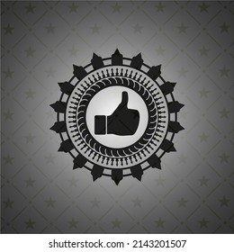 like icon inside dark badge. 