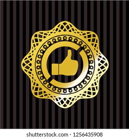 like icon inside gold emblem