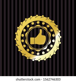 like icon inside gold emblem or badge