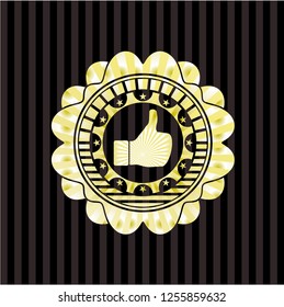 like icon inside gold shiny badge