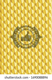 like icon inside golden emblem. Scales pattern. Vector Illustration. Detailed.