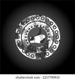 like icon inside grey camo texture