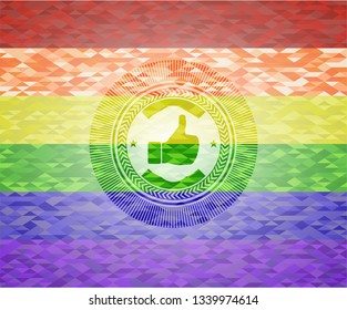 like icon inside lgbt colors emblem 