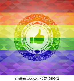like icon inside lgbt colors emblem 