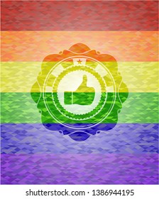 like icon inside lgbt colors emblem 