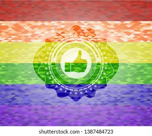 like icon inside lgbt colors emblem 