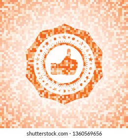 like icon inside orange mosaic emblem