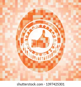 like icon inside orange mosaic emblem