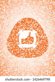 like icon inside orange mosaic emblem