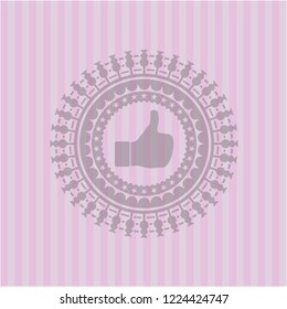 like icon inside pink emblem. Retro