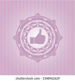 like icon inside pink emblem